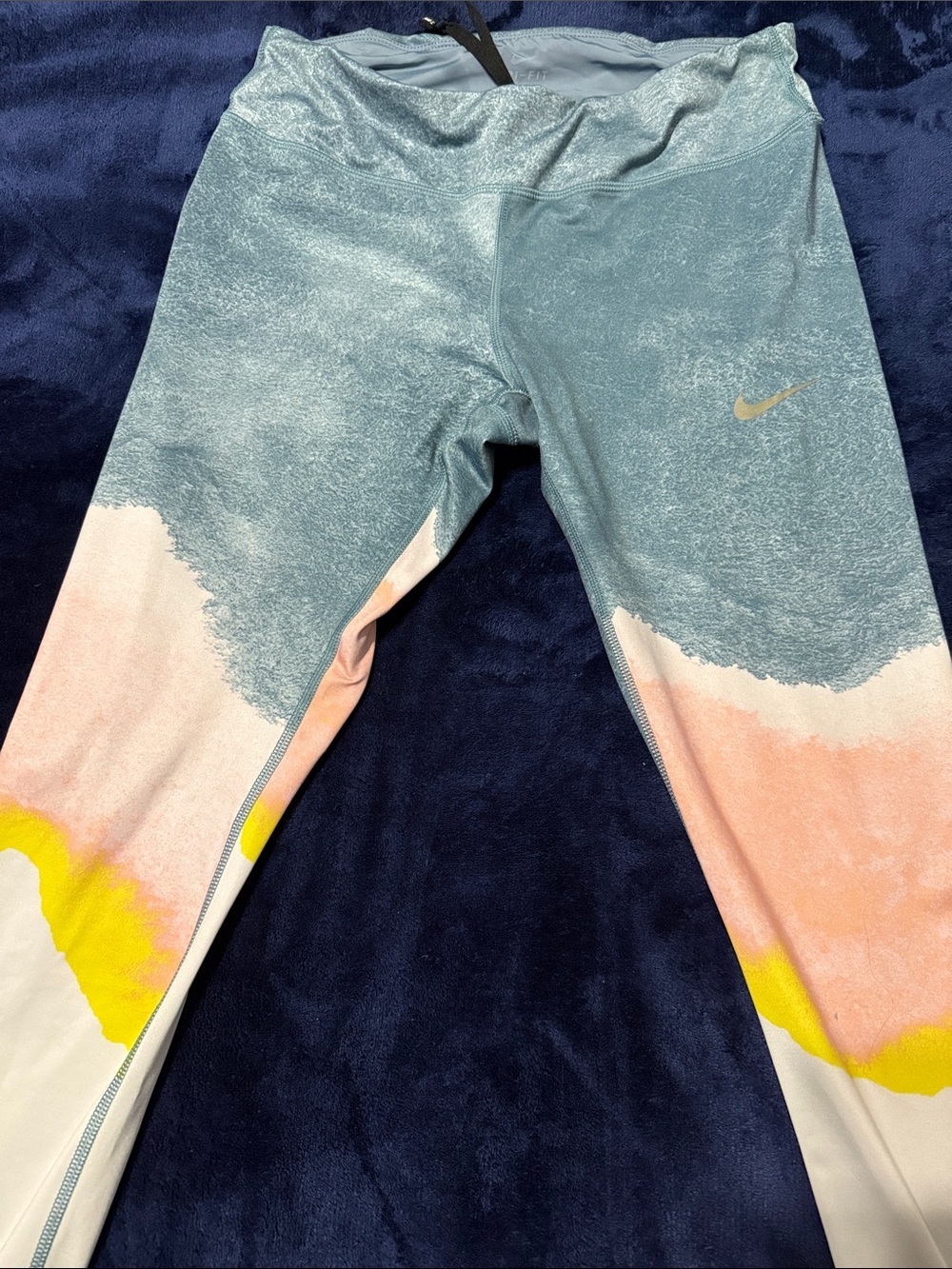 Nike Women’s Size M Blue, Pink & Yellow Abstract Print Leggings